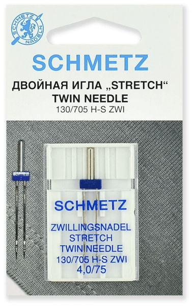 Иглы Schmetz стрейч двойные 130/705 H-S ZWI 4,0/75, 1 шт в Железногорске